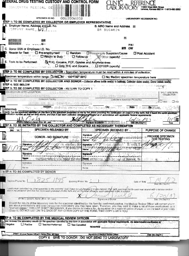 Post Polygraph Drug Test Result