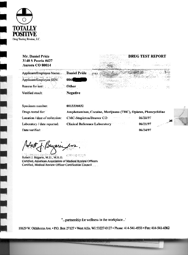 Post Polygraph Drug Test Result